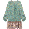 image:imageRVivimos Womens Summer Cotton Long Sleeves Casual Boho VNeck Buttons Floral Print Mini Tunic DressGreen