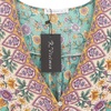 image:imageRVivimos Womens Summer Cotton Long Sleeves Casual Boho VNeck Buttons Floral Print Mini Tunic DressGreen