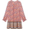 image:imageRVivimos Womens Summer Cotton Long Sleeves Casual Boho VNeck Buttons Floral Print Mini Tunic DressPink