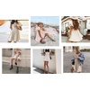 image:imageRVivimos Womens Summer Cotton Short Sleeve Square Neck Elastic Smocked Ruffle Floral Print Swing Mini DressBeige