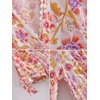 image:imageRVivimos Womens Summer Cotton Short Sleeves Boho VNeck Button Up Floral Print Front Slit Midi DressWhitepink