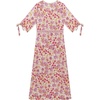 image:imageRVivimos Womens Summer Cotton Short Sleeves Boho VNeck Button Up Floral Print Front Slit Midi DressWhitepink