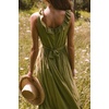 image:imageRVivimos Womens Summer Cotton Sleeveless Midi Dresses Vintage Lace Trim Button Up Tie Waist Casual ALine Flowy Long DressesArmygreen