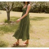 image:imageRVivimos Womens Summer Cotton Sleeveless Midi Dresses Vintage Lace Trim Button Up Tie Waist Casual ALine Flowy Long DressesArmygreen
