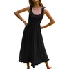image:imageRVivimos Womens Summer Cotton Sleeveless Midi Dresses Vintage Lace Trim Button Up Tie Waist Casual ALine Flowy Long DressesBlack