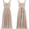 image:imageRVivimos Womens Summer Cotton Sleeveless Midi Dresses Vintage Lace Trim Button Up Tie Waist Casual ALine Flowy Long DressesKhaki