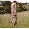 image:imageRVivimos Womens Summer Cotton Sleeveless Midi Dresses Vintage Lace Trim Button Up Tie Waist Casual ALine Flowy Long DressesKhaki