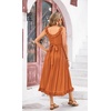 image:imageRVivimos Womens Summer Cotton Sleeveless Midi Dresses Vintage Lace Trim Button Up Tie Waist Casual ALine Flowy Long DressesOrange