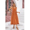 image:imageRVivimos Womens Summer Cotton Sleeveless Midi Dresses Vintage Lace Trim Button Up Tie Waist Casual ALine Flowy Long DressesOrange