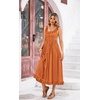 image:imageRVivimos Womens Summer Cotton Sleeveless Midi Dresses Vintage Lace Trim Button Up Tie Waist Casual ALine Flowy Long DressesOrange
