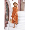 image:imageRVivimos Womens Summer Cotton Sleeveless Midi Dresses Vintage Lace Trim Button Up Tie Waist Casual ALine Flowy Long DressesOrange