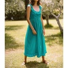 image:imageRVivimos Womens Summer Cotton Sleeveless Midi Dresses Vintage Lace Trim Button Up Tie Waist Casual ALine Flowy Long DressesTurquoise