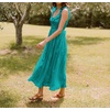 image:imageRVivimos Womens Summer Cotton Sleeveless Midi Dresses Vintage Lace Trim Button Up Tie Waist Casual ALine Flowy Long DressesTurquoise