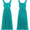 image:imageRVivimos Womens Summer Cotton Sleeveless Midi Dresses Vintage Lace Trim Button Up Tie Waist Casual ALine Flowy Long DressesTurquoise