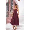 image:imageRVivimos Womens Summer Cotton Sleeveless Midi Dresses Vintage Lace Trim Button Up Tie Waist Casual ALine Flowy Long DressesWinered
