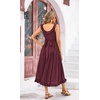 image:imageRVivimos Womens Summer Cotton Sleeveless Midi Dresses Vintage Lace Trim Button Up Tie Waist Casual ALine Flowy Long DressesWinered