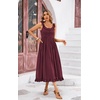 image:imageRVivimos Womens Summer Cotton Sleeveless Midi Dresses Vintage Lace Trim Button Up Tie Waist Casual ALine Flowy Long DressesWinered