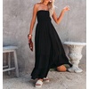 image:imageRVivimos Womens Summer Cotton Strapless Elastic Smocked Boho Beach Casual Flowy Maxi Tube DressesBlack2