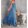 image:imageRVivimos Womens Summer Cotton Strapless Elastic Smocked Boho Beach Casual Flowy Maxi Tube DressesBlue2