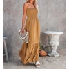 image:imageRVivimos Womens Summer Cotton Strapless Elastic Smocked Boho Beach Casual Flowy Maxi Tube DressesDarkyellow2