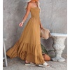 image:imageRVivimos Womens Summer Cotton Strapless Elastic Smocked Boho Beach Casual Flowy Maxi Tube DressesDarkyellow2
