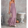 image:imageRVivimos Womens Summer Cotton Strapless Elastic Smocked Boho Beach Casual Flowy Maxi Tube DressesDustypurple2