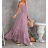 image:imageRVivimos Womens Summer Cotton Strapless Elastic Smocked Boho Beach Casual Flowy Maxi Tube DressesDustypurple2