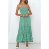 image:imageRVivimos Womens Summer Cotton Strapless Elastic Smocked Boho Beach Casual Flowy Maxi Tube DressesGreen2