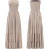 image:imageRVivimos Womens Summer Cotton Strapless Elastic Smocked Boho Beach Casual Flowy Maxi Tube DressesKhaki2
