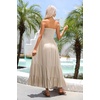 image:imageRVivimos Womens Summer Cotton Strapless Elastic Smocked Boho Beach Casual Flowy Maxi Tube DressesKhaki2