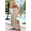 image:imageRVivimos Womens Summer Cotton Strapless Elastic Smocked Boho Beach Casual Flowy Maxi Tube DressesKhaki2