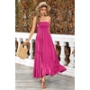 image:imageRVivimos Womens Summer Cotton Strapless Elastic Smocked Boho Beach Casual Flowy Maxi Tube DressesMagenta2
