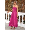 image:imageRVivimos Womens Summer Cotton Strapless Elastic Smocked Boho Beach Casual Flowy Maxi Tube DressesMagenta2
