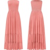 image:imageRVivimos Womens Summer Cotton Strapless Elastic Smocked Boho Beach Casual Flowy Maxi Tube DressesPink2
