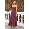 image:imageRVivimos Womens Summer Cotton Strapless Elastic Smocked Boho Beach Casual Flowy Maxi Tube DressesPurplered2