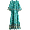image:imageRVivimos Womens Summer Cotton Vintage Floral Half Sleeve Flowy Midi DressGreen