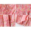 image:imageRVivimos Womens Summer Dress Chiffon Boho Puff Sleeves Ruffle Floral Print Causal Off Shoulder Split Midi DressPink