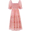 image:imageRVivimos Womens Summer Dress Chiffon Boho Puff Sleeves Ruffle Floral Print Causal Off Shoulder Split Midi DressPink
