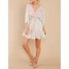 image:imageRVivimos Womens Summer Floral Dress 34 Sleeve Deep V Neck Boho Drawstring Backless Swing Mini DressBeige