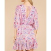 image:imageRVivimos Womens Summer Floral Dress 34 Sleeve Deep V Neck Boho Drawstring Backless Swing Mini DressPink
