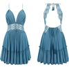 image:imageRVivimos Womens Summer Ruffles V Neck Backless Beach Short DressesBlue