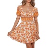 image:imageRVivimos Womens Summer Short Sleeve Cotton Floral Print Bohemian Mini DressYellow