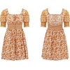 image:imageRVivimos Womens Summer Short Sleeve Cotton Floral Print Bohemian Mini DressYellow
