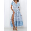 image:imageRVivimos Womens Summer Short Sleeve Cotton Print Button Up Bohemian Midi DressBlue