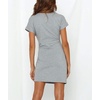 image:imageRVivimos Womens Summer Short Sleeve Cotton Solid Tieup TShirt DressGrey