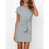 image:imageRVivimos Womens Summer Short Sleeve Cotton Solid Tieup TShirt DressGrey
