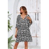 image:imageRVivimos Womens Summer V Neck Casual Dresses Lantern Sleeve Boho Floral Print Loose Flowy Mini DressBlack