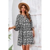 image:imageRVivimos Womens Summer V Neck Casual Dresses Lantern Sleeve Boho Floral Print Loose Flowy Mini DressBlack