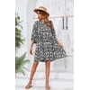 image:imageRVivimos Womens Summer V Neck Casual Dresses Lantern Sleeve Boho Floral Print Loose Flowy Mini DressBlack