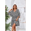image:imageRVivimos Womens Summer V Neck Casual Dresses Lantern Sleeve Boho Floral Print Loose Flowy Mini DressBlack